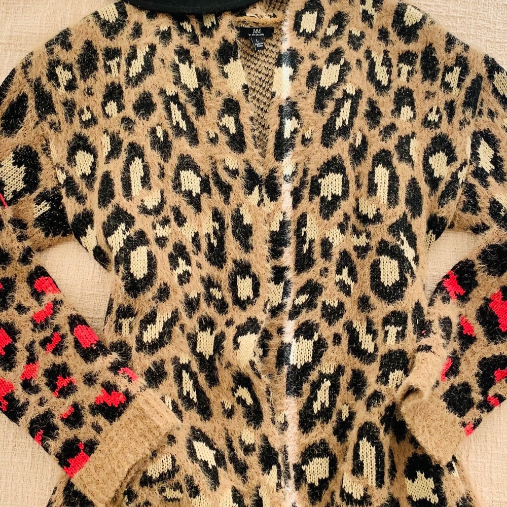 My Michelle Ombré leopard cardigan sweater sz L, M - Picture 2 of 4